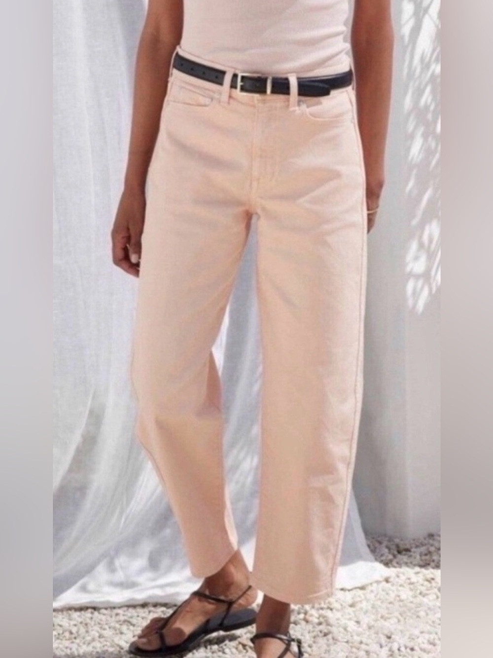 AYR The Beat Drop Barrel Leg Jeans Ciao Bella Cream Peach Size 29”